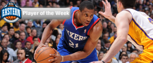 Young helped guide the Sixers to a 3-0 week, as part of a season-high four-game winning streak which began at the L.A. Lakers on December 29, 2013. In three road victories over Denver, Sacramento and Portland last week, Young averaged 25 points and nearly eight rebounds, three assists and four steals while shooting 57% from the floor. Young capped off the week by scoring a season-high tying 30 points at the Blazers on January 4, 2014.  It marked the third time over the past six games that Young has scored 30-plus points after doing so twice the first 461 games of his career.