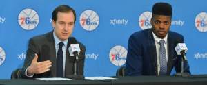 Sixers GM Sam Hinkie and rookie Nerlens Noel address the media on Tuesday. -Sixers.com
