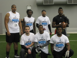 Tryout participants from left included (top) Curtis Haskins Jr., Calvin Jones, Curtis Byrd, Jamel Robinson, Joe Darrah, Josiah "JD" Simmons and Brannon Moore.