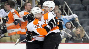 Voracek (left) will make his first All Star appearance as he chases the NHL scoring title. Giroux will play in his third All Star Game. Photo credit - RantSports.com
