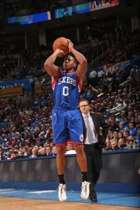 Isaiah Canaan came one 3-ball shy of former Sixer Dana Barros' record for most in one game Wednesday night vs. the Thunder. Photo Credit: Philadelphia 76ers