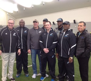 Soul owners, Ron Jaworski, Marques Colston and Pete Ciarrocchi; Soul head coach Clint Dolezel; general manager Phil Bogle; chief operating officer John Adams  and Philadelphia Eagles head Coach Doug Pederson. Photo Credit: Philadelphia Soul 